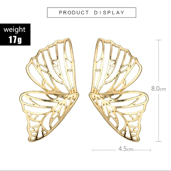 Brand new!!!  Modern butterfly wings metal earring - Picture 4 of 4